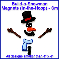 A Build-a-Snowman Magnets (In-the-Hoop) Design Pack