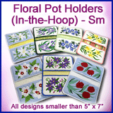 A Floral Pot Holders (In-the-Hoop) Design Pack