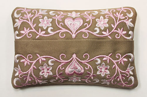 Swirling Flowers and Hearts Tissue Holder (In-the-Hoop)