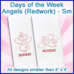 A Days of the Week Angels (Redwork) Design Pack