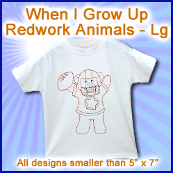 A When I Grow Up Redwork Animals Design Pack