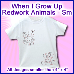 A When I Grow Up Redwork Animals Design Pack