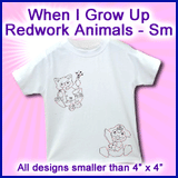 A When I Grow Up Redwork Animals Design Pack