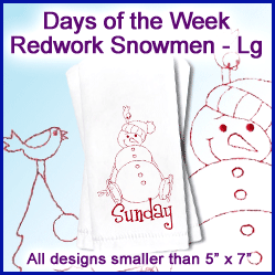 A Days of the Week Redwork Snowmen Design Pack