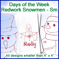 A Days of the Week Redwork Snowmen Design Pack