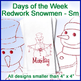 A Days of the Week Redwork Snowmen Design Pack