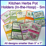 A Kitchen Herbs Pot Holders (In-the-Hoop) Design Pack