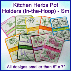 A Kitchen Herbs Pot Holders (In-the-Hoop) Design Pack