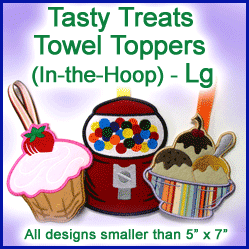 A Tasty Treats Towel Toppers (In-the-Hoop) Design Pack