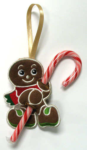 Gingerbread Boy Candy Cane Holder (In-the-Hoop)
