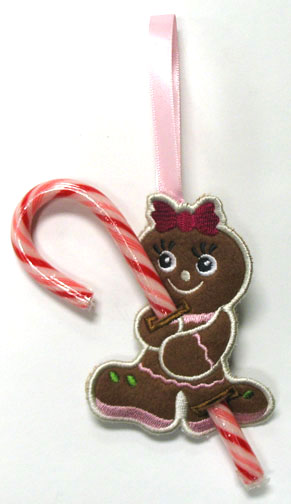 Gingerbread Girl Candy Cane Holder (In-the-Hoop)