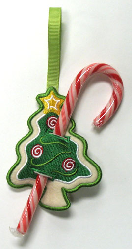Christmas Tree Cookie Candy Cane Holder (In-the-Hoop)