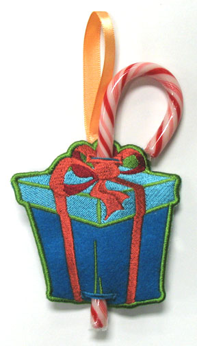 Christmas Present Candy Cane Holder (In-the-Hoop)