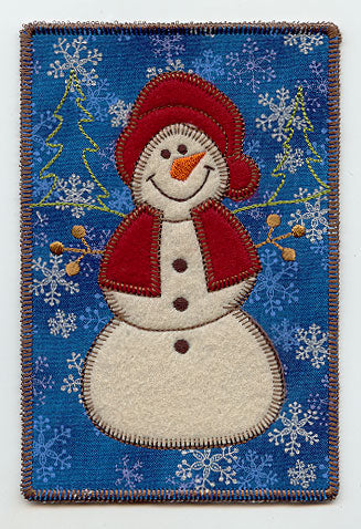 Merry Snowman (Postcard) (In-the-Hoop)