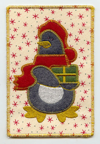 Christmas Shopping Penguin (Postcard) (In-the-Hoop)