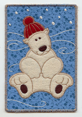 Playful Christmas Polar Bear (Postcard) (In-the-Hoop)