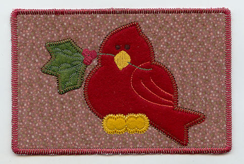 Cheery Christmas Cardinal (Postcard) (In-the-Hoop)