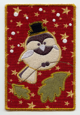 Christmas Chickadee (Postcard) (In-the-Hoop)
