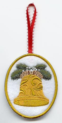Christmas Bell and Pine Boughs (In-the-Hoop)