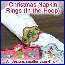 A Christmas Napkin Rings (In-the-Hoop) Design Pack