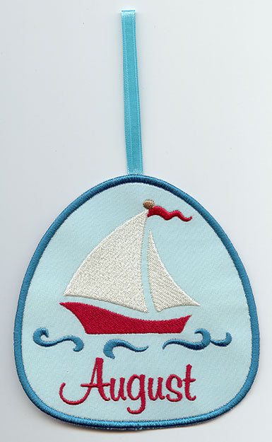 Monthly Towel Topper - August - Sailboat (In-the-Hoop)