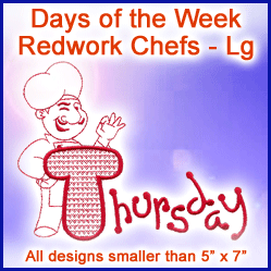 A Days of the Week Redwork Chefs Design Pack