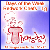 A Days of the Week Redwork Chefs Design Pack