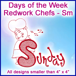A Days of the Week Redwork Chefs Design Pack