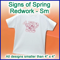 A Signs of Spring Redwork Design Pack