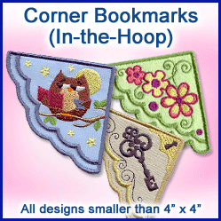 A Corner Bookmarks (In-the-Hoop) Design Pack