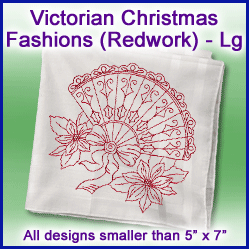 A Victorian Christmas Fashions (Redwork) Design Pack