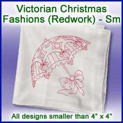 A Victorian Christmas Fashions (Redwork) Design Pack