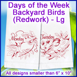 A Days of the Week Backyard Birds (Redwork) Design Pack