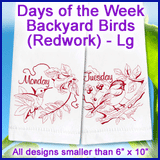 A Days of the Week Backyard Birds (Redwork) Design Pack