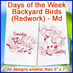 A Days of the Week Backyard Birds (Redwork) Design Pack