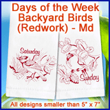 A Days of the Week Backyard Birds (Redwork) Design Pack