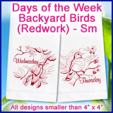 A Days of the Week Backyard Birds (Redwork) Design Pack