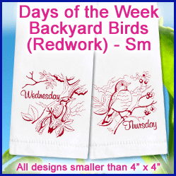 A Days of the Week Backyard Birds (Redwork) Design Pack