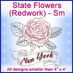 A State Flowers (Redwork) Design Pack
