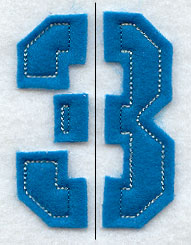Collegiate Number 3 (Crafty Cut Applique) (5 Inch)
