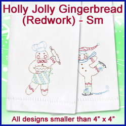 A Holly Jolly Gingerbread (Redwork) Design Pack