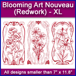 A Blooming Art Nouveau (Redwork) Design Pack