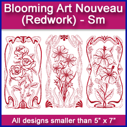A Blooming Art Nouveau (Redwork) Design Pack