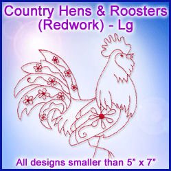 A Country Hens & Roosters (Redwork) Design Pack
