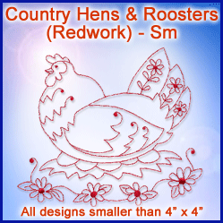 A Country Hens & Roosters (Redwork) Design Pack