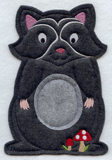 Raccoon and Mushrooms - Front (Crafty Cut Applique)