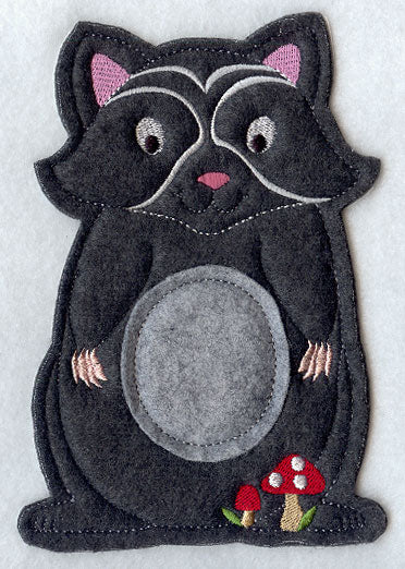 Raccoon and Mushrooms - Front (Crafty Cut Applique)