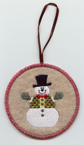 Americana Snowman Ornament (In-the-Hoop)