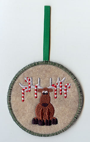 Candy Cane Reindeer Ornament (In-the-Hoop)