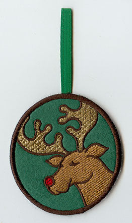 Reindeer Rudolph Ornament (In-the-Hoop)